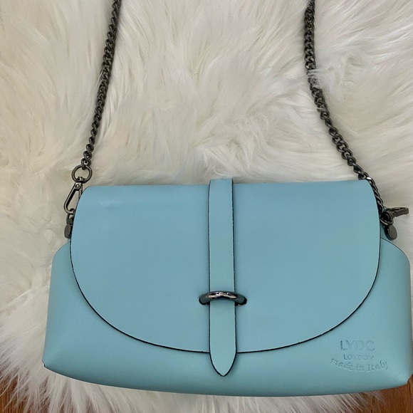 Leather, light blue crossbody bag - Picture 2 of 5